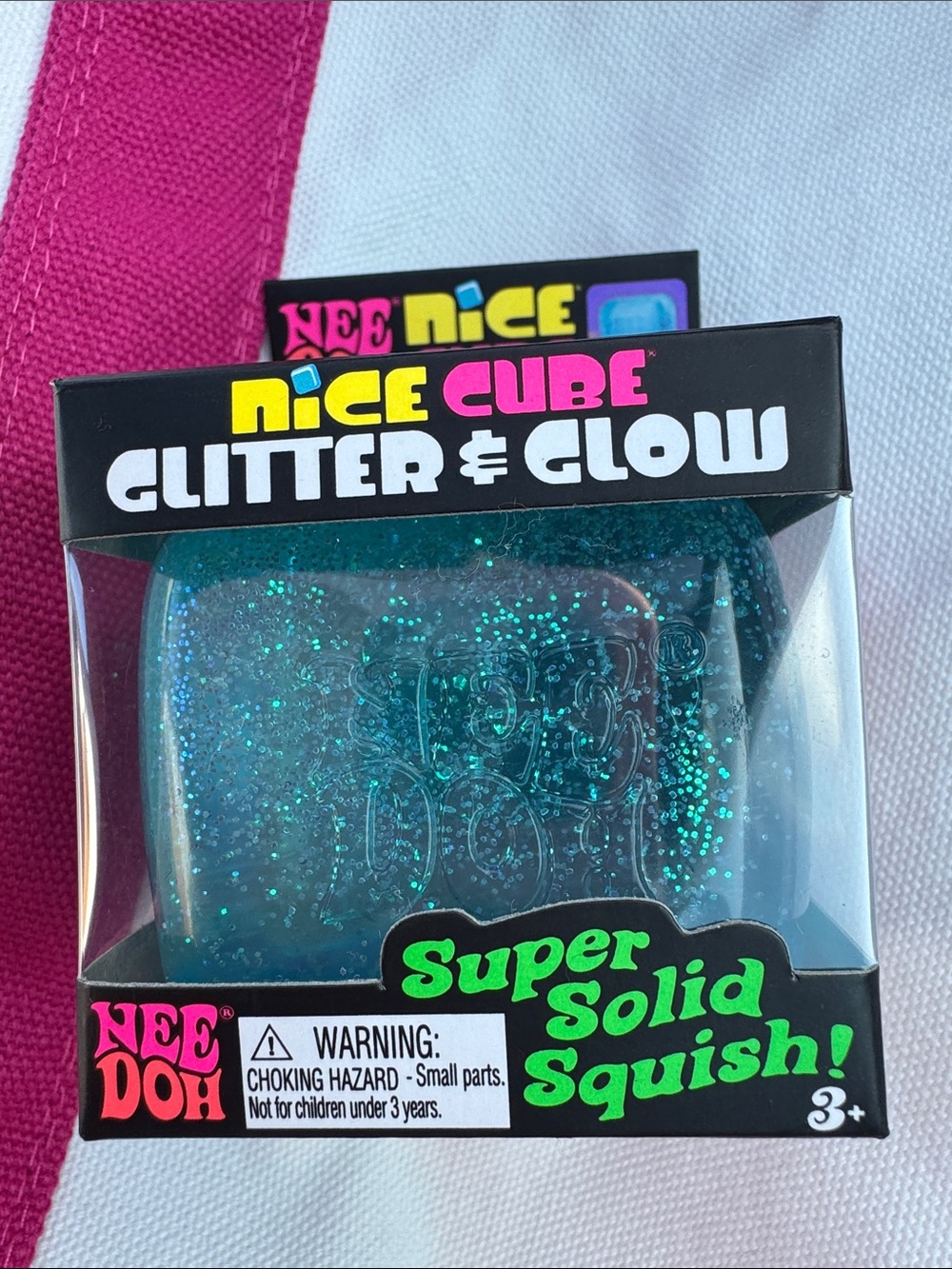 NeeDoh Nice Cube Glitter & Glow Super Solid Squish - Teal